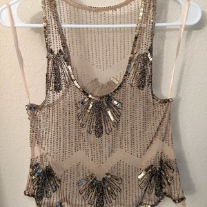 Hand beaded sheer tank - Size S